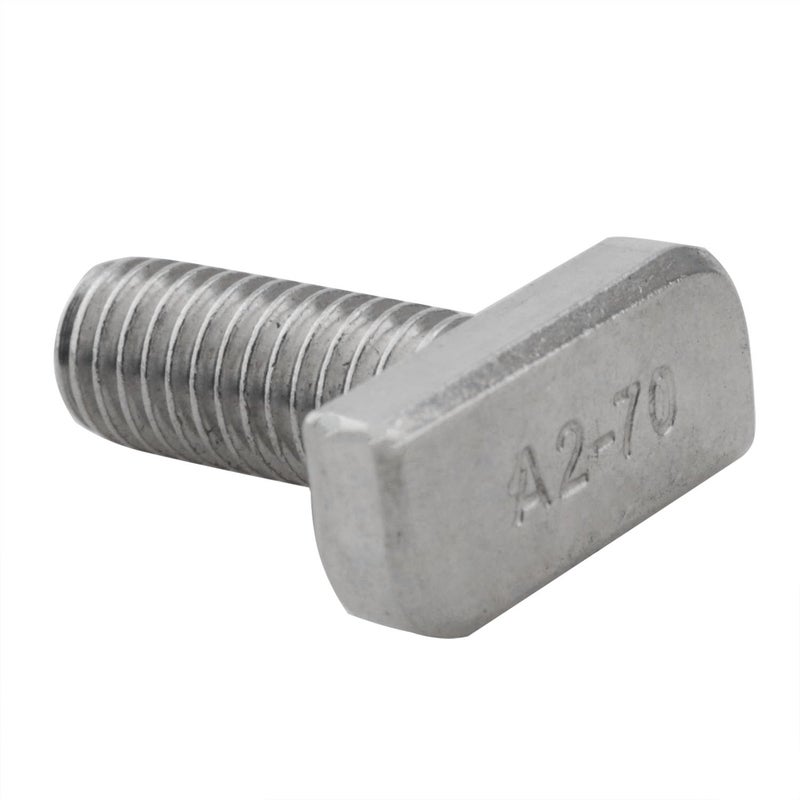 CHENJIN 12PCS Stainless Steel T-Bolts Stud Slide Screws with 12 Hexagonal Flange Nuts M8x20mm Silver Square Head Screws for Photovoltaic Slots for Assembling Furniture Mounting Speakers Casters - Image 3